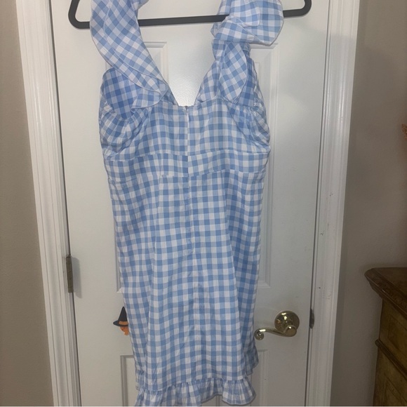 Altar’d State Blue Gingham Mini Dress - Size Large - Picture 3 of 3